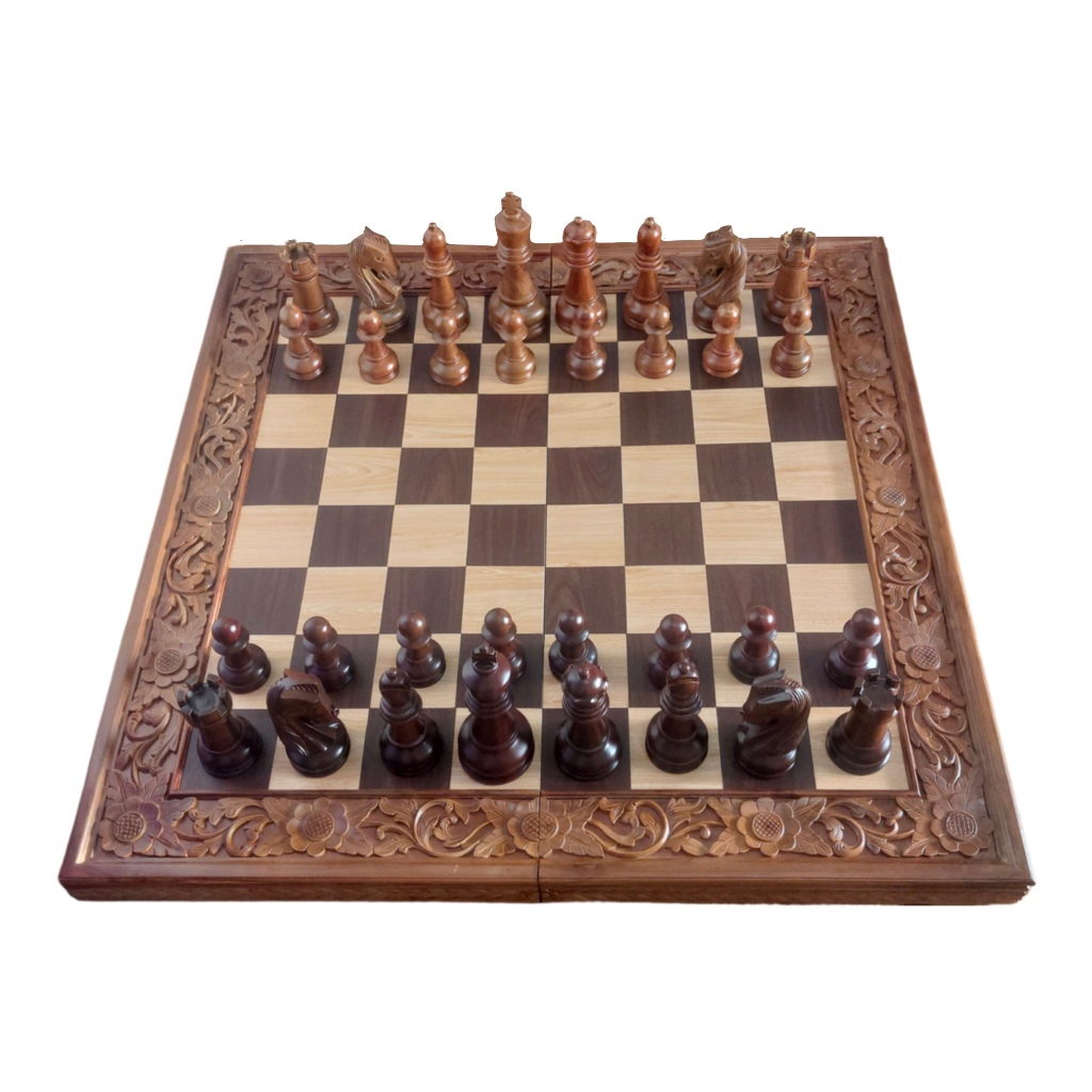 Catur Kayu Jati Super Jumbo + Papan Ukuran Besar 1 Meter Seni Ukir