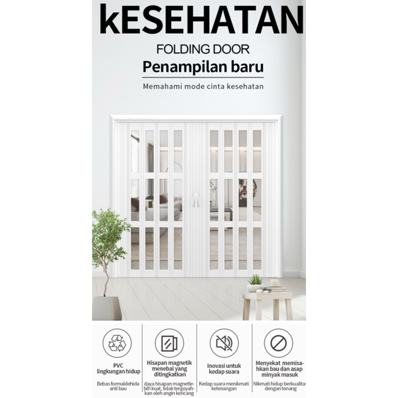 PINTU LIPAT PVC MOTIF TRANSPARAN/PINTU KAMAR MANDI /PINTU KAMAR TIDUR / PINTU PVC PENYEKAT RUANGAN /