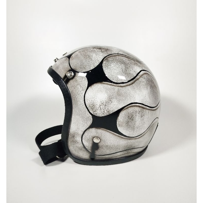 Slimhead Helmets 500Ttx RAW Custom Flame. Helm Vespa, Helm Harley Davidson, Helm Choppers