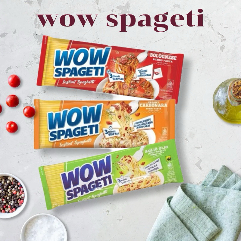 

wow spageti instan carbonara 88g bolognese 84g aglio olio