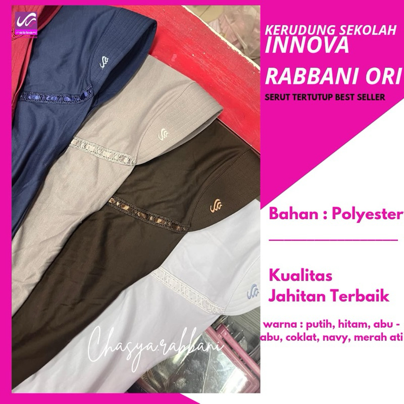Jilbab Sekolah Innova Rabbani - Innova Pita Terbuka Rabbani Original