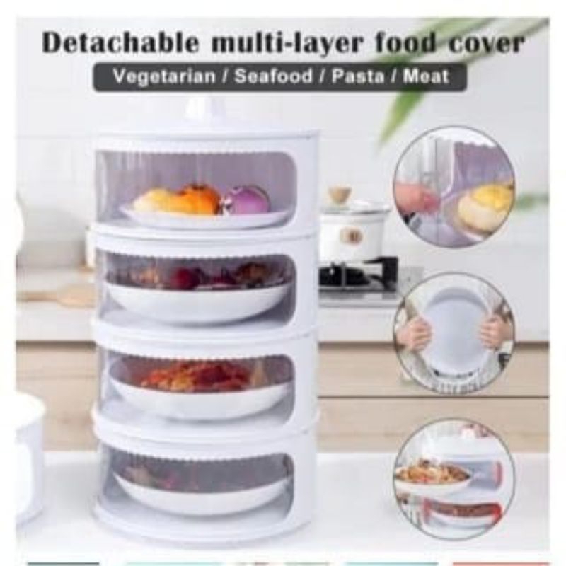 COD Food Cover Layer Penutup Makanan Tudung Saji Tutup Sayur Susun 4 Tingkat
