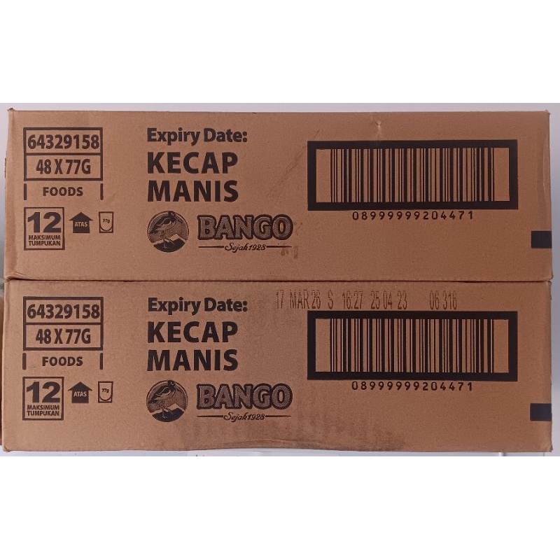 

kecap manis bango 77 gr untuk 1 dus (isi 48 pcs)