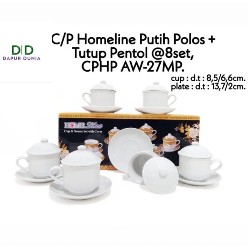 cangkir set keramik homeline putih polos