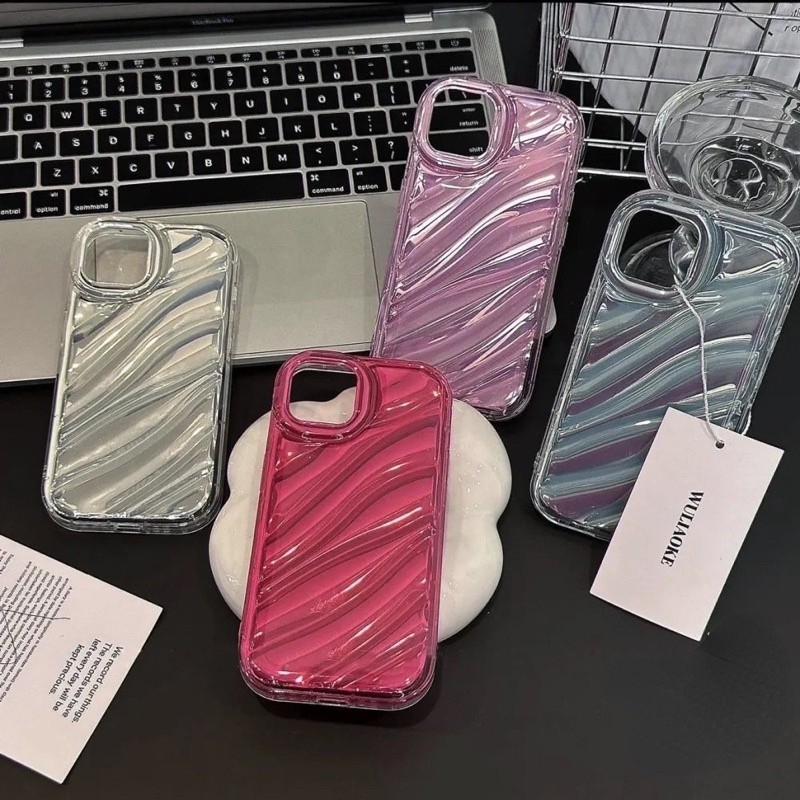 Bling Casing Ponsel Gelombang Lasers Warna-Warni  Untuk IPhone 16  Xs Max XR 11 12 13 14 15 Pro Max