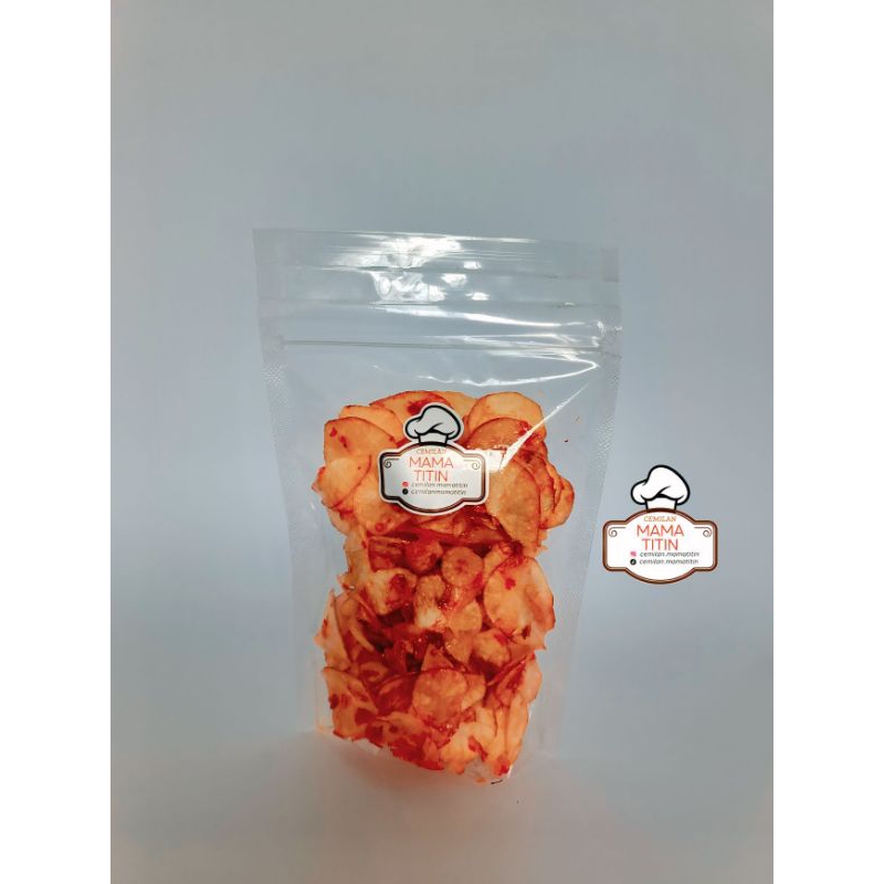 

Keripik Ubi Cabe (Pedas Manis) - Cemilan Mama Titin