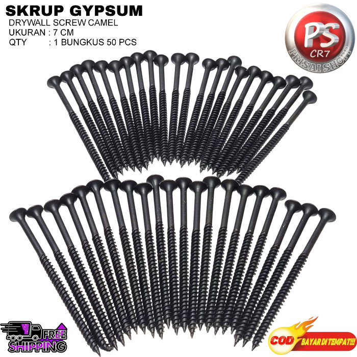 SKRUP GIPSUM UKURAN 7CM 1BUNNGKUS ISI 50PCS / BAUT SKRUP GIPSUM SERBAGUNA SUPER TAJAM UKURAN 7CM CML