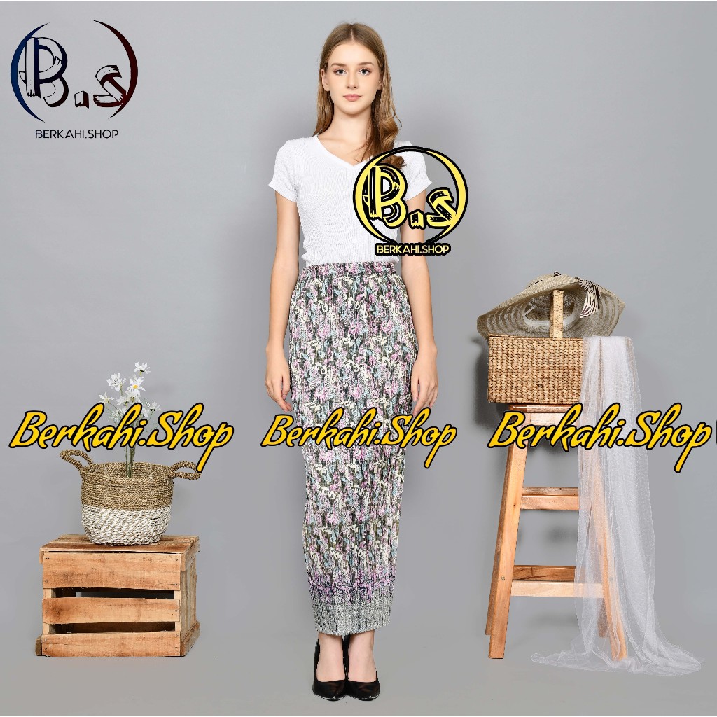 Rok Plisket / Rok Plisket Batik/ Kain Rok plisket batik bawahan kebaya | motif hana black