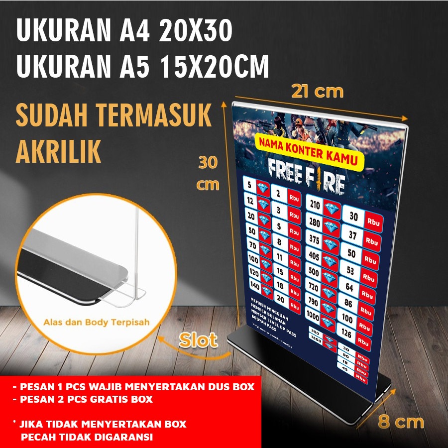 

STIKER + AKRILIK MEJA DAFTAR HARGA GAME ( NAMA DAN HARGA BISA CUSTOM )