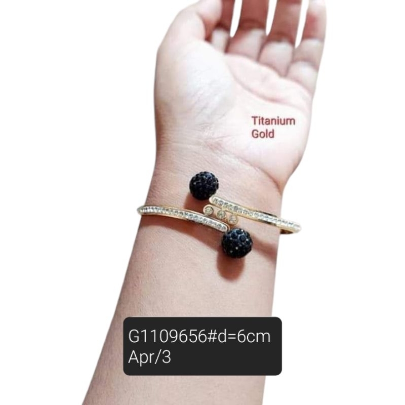 Gelang kolong titanium bangle boba polos pentol mata hitam