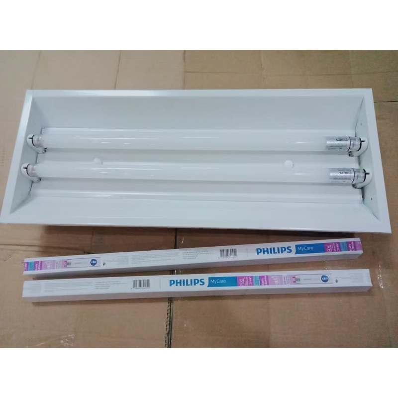 Kap lampu TKI TLD 2x18 Komplit 8W Philips