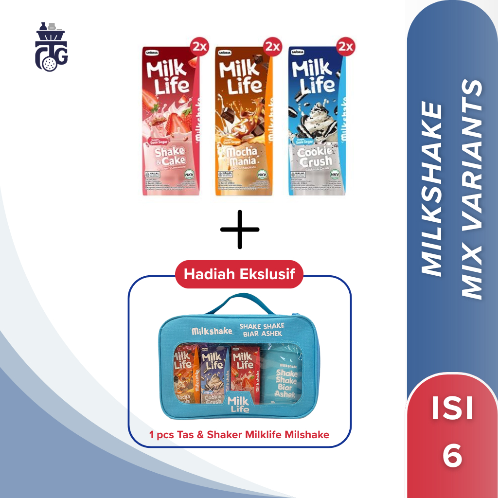 

MilkLife UHT Milkshake Mix Variants 6 Pcs x 200ml + Tas & Shaker