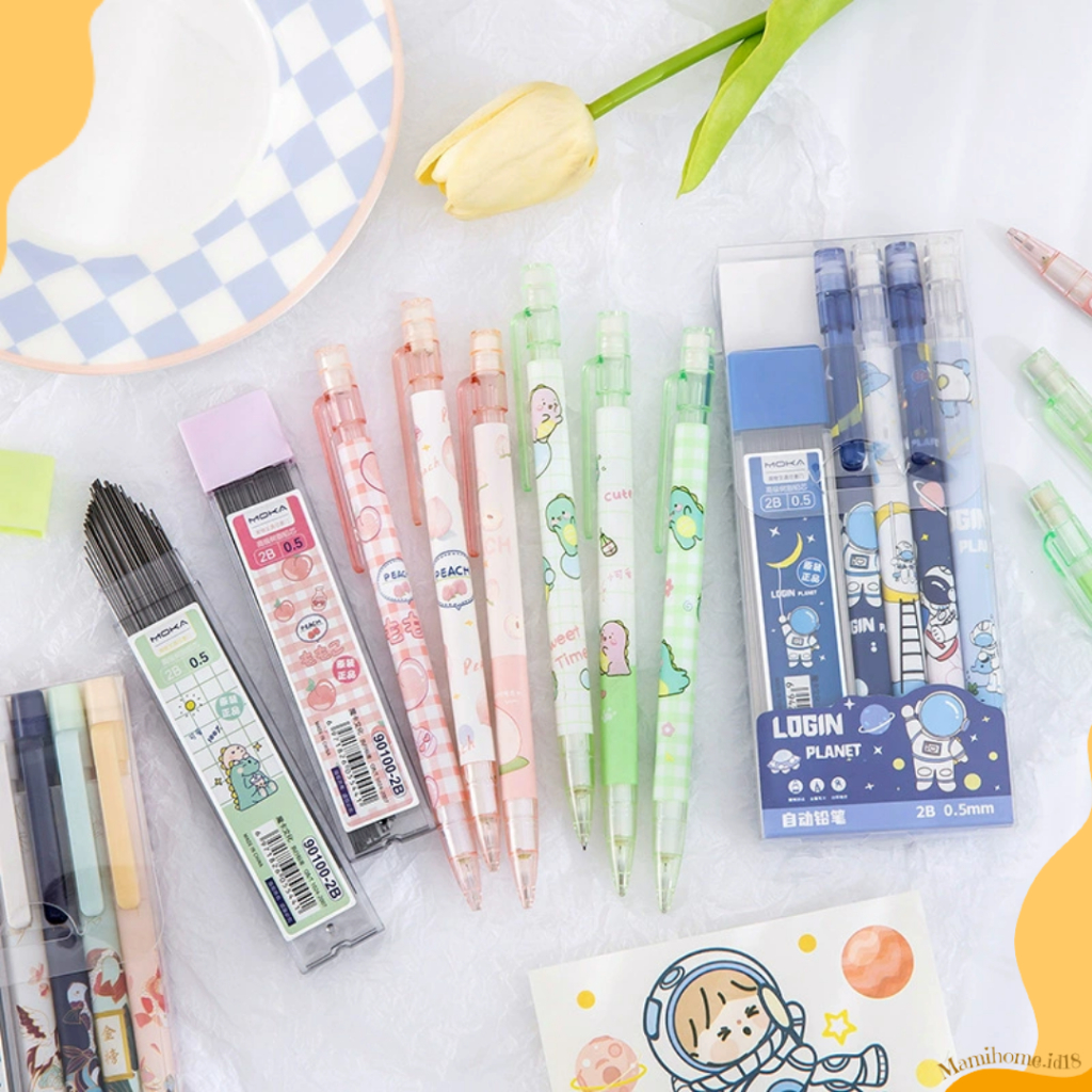 

Pensil Mekanik 0.5mm Pensil Isi Ulang 0.5mm Soft Pastel Aesthetic Mechanical Pencil Motif Lucu