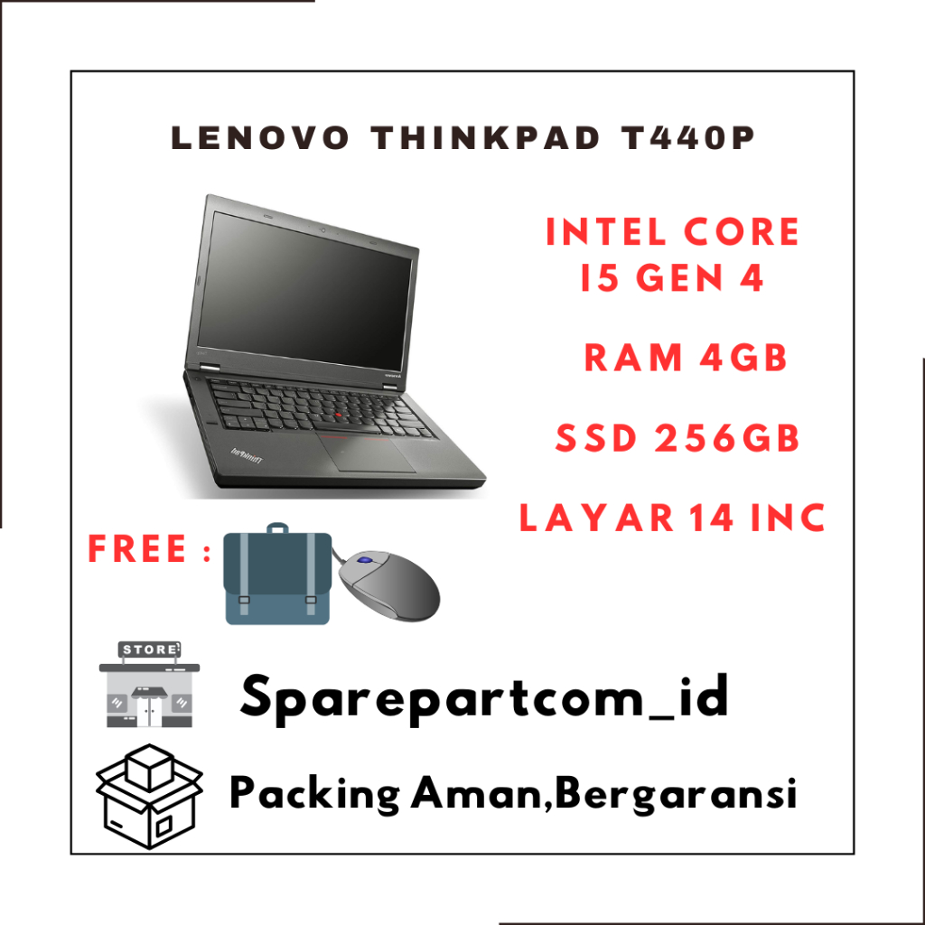 LAPTOP LENOVO THINKPAD T440P INTEL CORE I5 GEN 4 SSD BERGARANSI