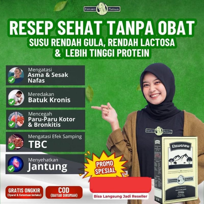 

[BISA COD] ETAWANEW PLATINUM - Susu Kambing Etawa Alami Jaga Kesehatan Tulang 100% ORIGINAL Jaga kesehatan pernafasan, persendian, dan daya tahan tubuhmu dengan Etawanew Platinum