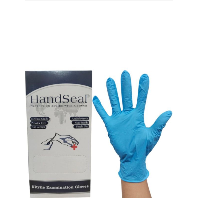 Sarung Tangan Karet Medis Handscoon Nitrile Non Powder 100 Pcs Merk HANDSEAL