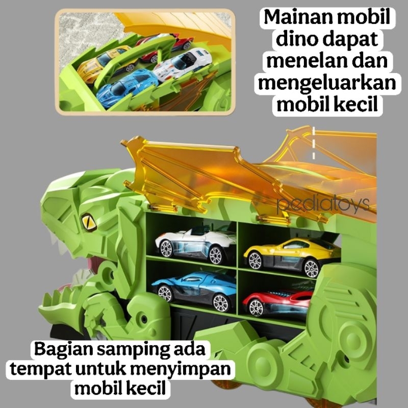 Pedia Toys - Mainan Mobil Dino Truck Yang Dapat Menelan Mobil Kecil