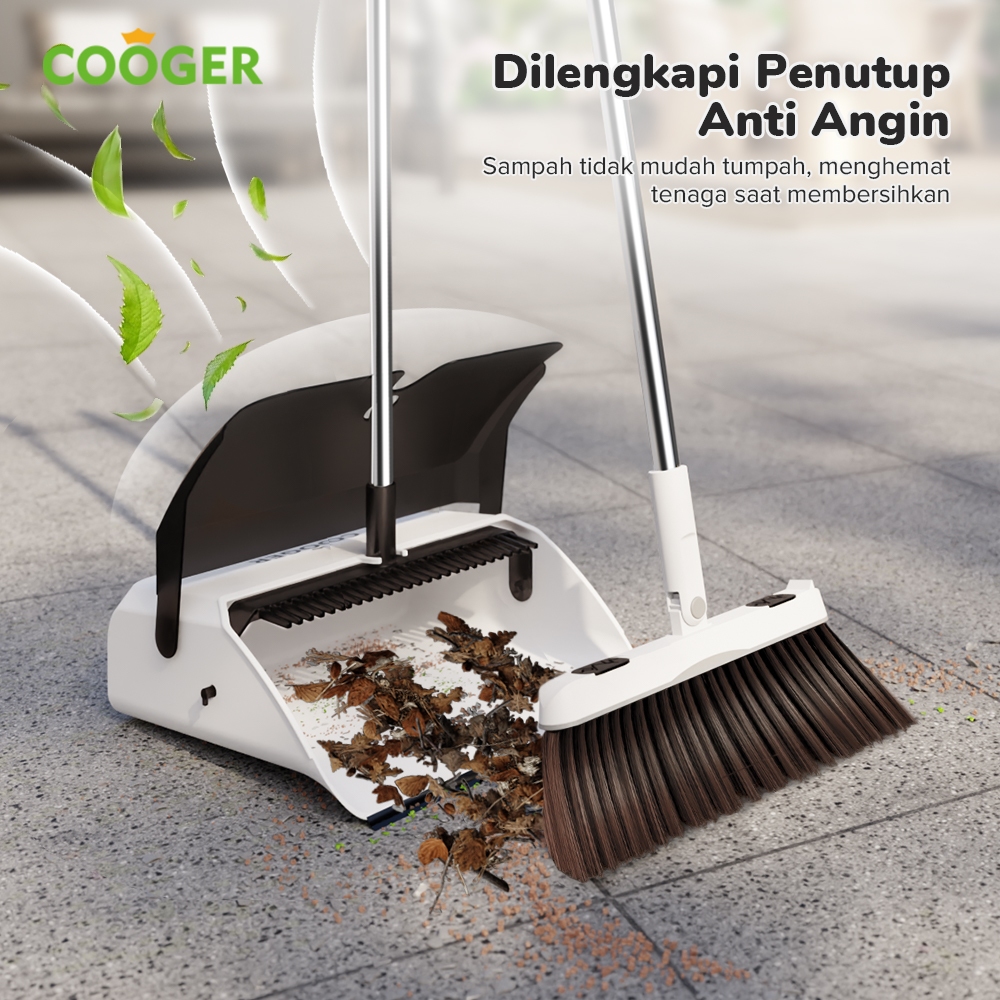 NEW DEALS COOGER Sapu Pengki Otomatis Dapat Ditekuk Set Sapu Dan Alat Pel Standing Peras Otomatis