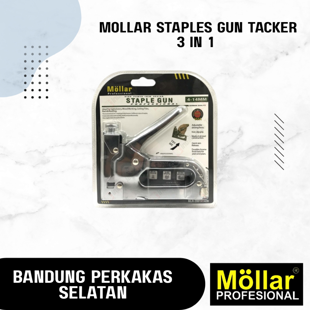 

MOLLAR Staples Gun Tacker 3 in 1 - Stapler Jok Tembak Hekter 3 Way