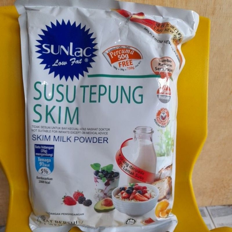 

Susu tepung skim Sunlac /low fat @700 gram free 50 gram