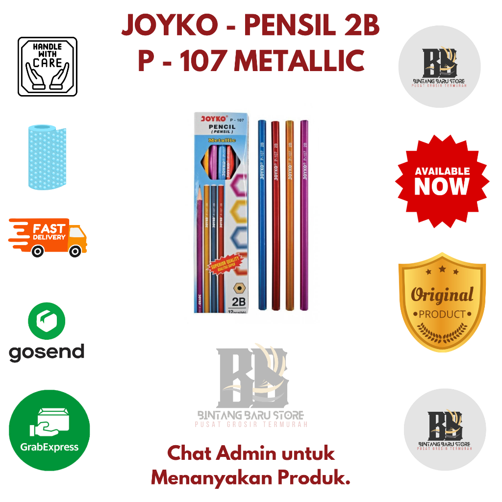 

JOYKO - PENSIL 2B FOR COMPUTER WARNA METALLIC - P - 107