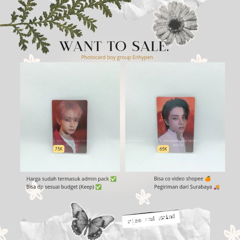 PHOTOCARD ENHYPEN YZY BEIJING ( HEESUNG & JAKE )