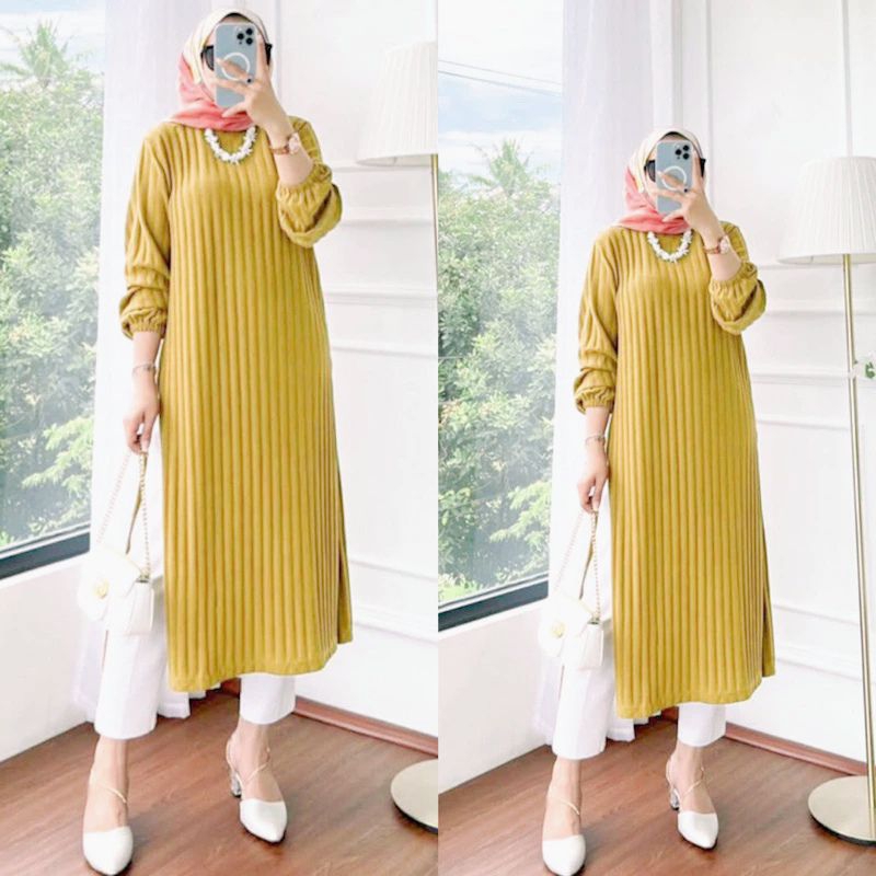 Long Tunik Jumbo Knit Hornet Premium /Tania Long Tunik Muslim