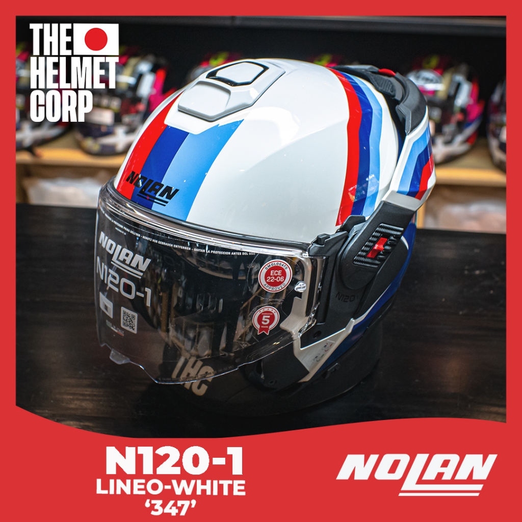 NOLAN N1201 LINEO WHITE BLUE 347 MODULAR HELMET ORIGINAL HELM MODULAR
