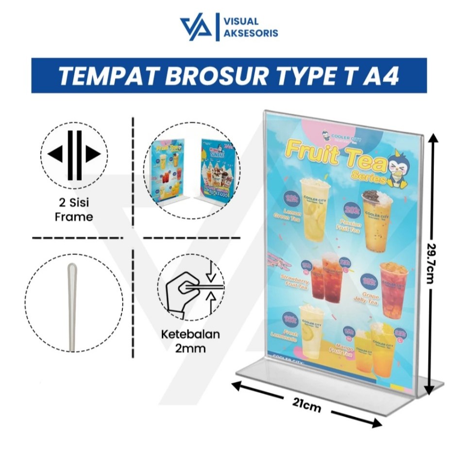 

Tempat Brosur Akrilik A4 Tebal 2mm | Tent Card Akrilik Display Meja | Standing Display Brosur