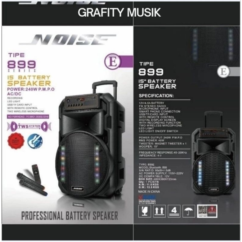Speaker Portable Wireless Noise 899 E 15 Original Speaker Portable Noise 15 Inch 899E 15 Bluetooth