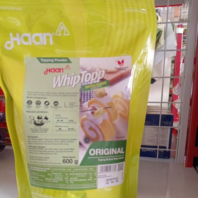 

Haan Whip Topp 600 gram topinh bubuk rasa vanillaa promo