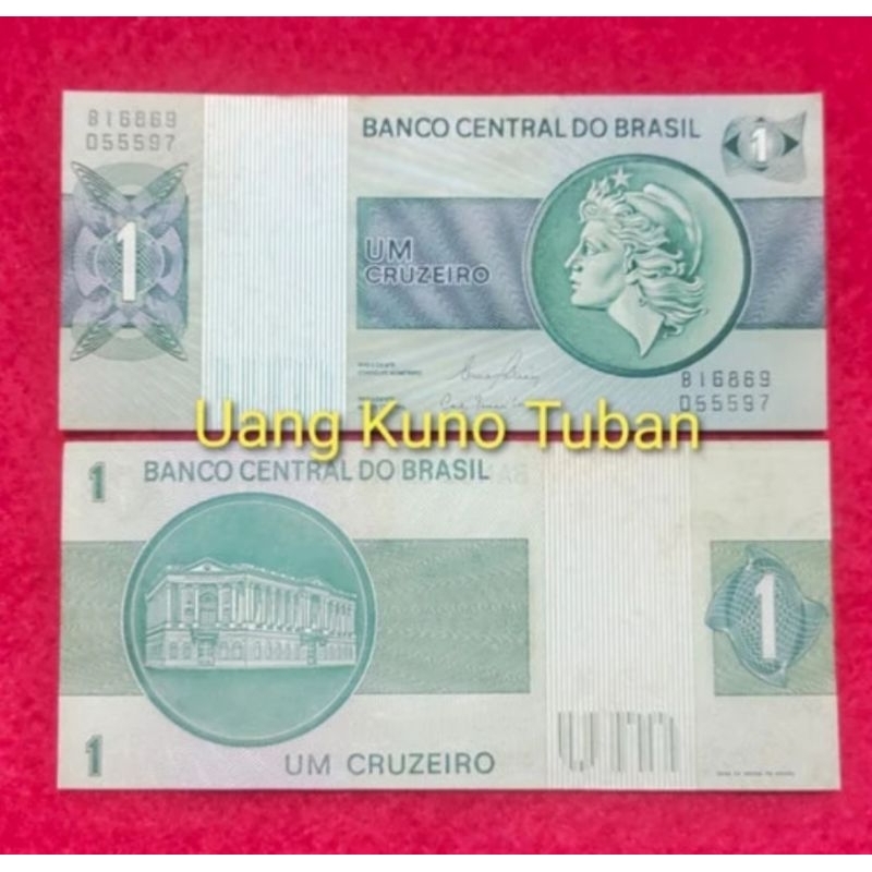 uang kuno asing Brazil 1 Cruzeiro . Brasil