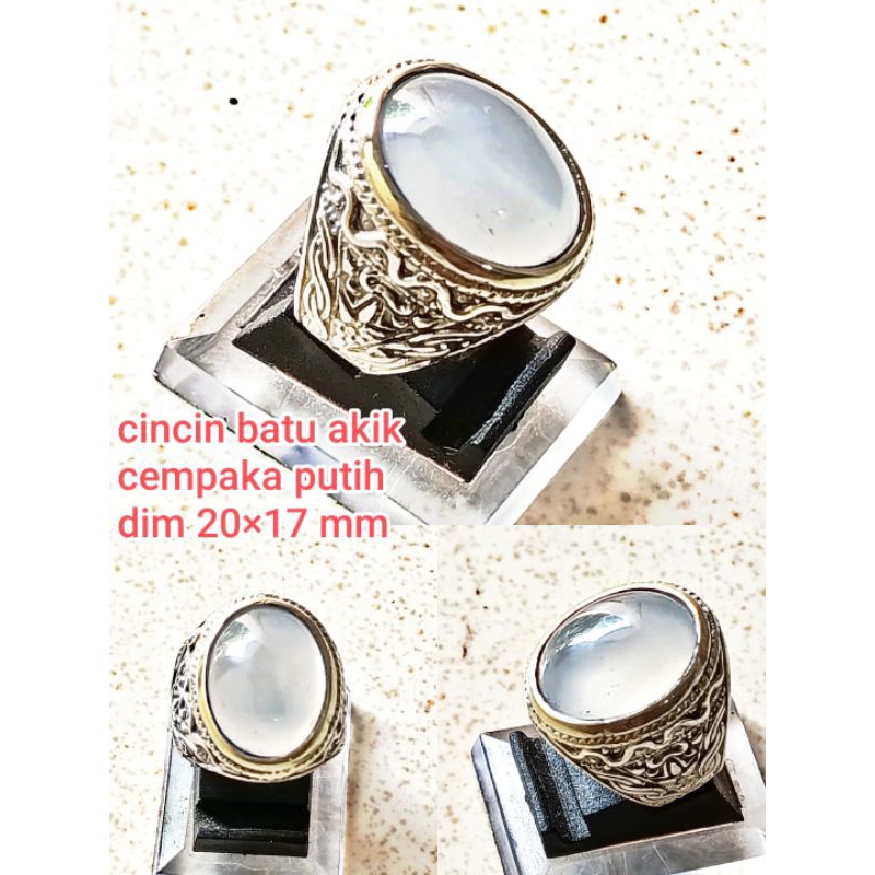 CINCIN BATU AKIK CEMPAKA PUTIH CRISTAL