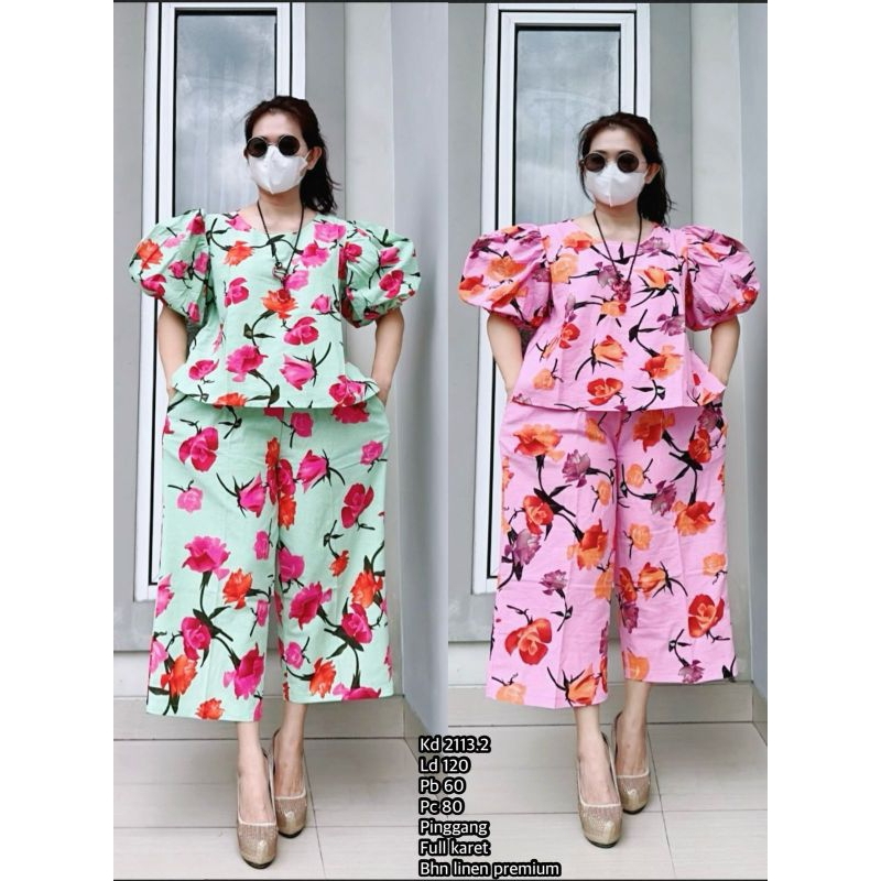 STELAN KATUN LENGAN BALON PINGGANG KARET