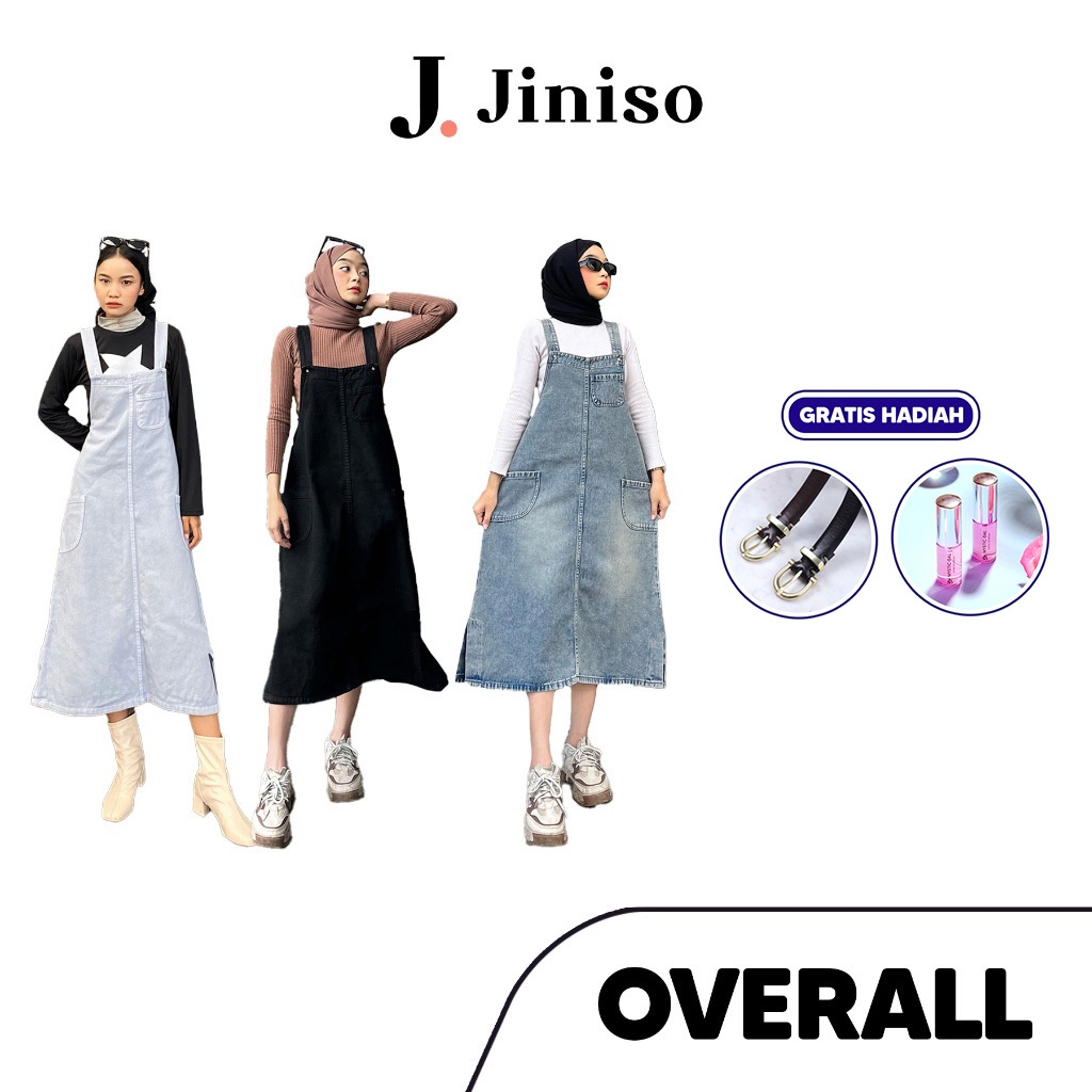 [GRATIS HADIAH] JINISO - Jumpsuit Overall Jeans Rok Panjang