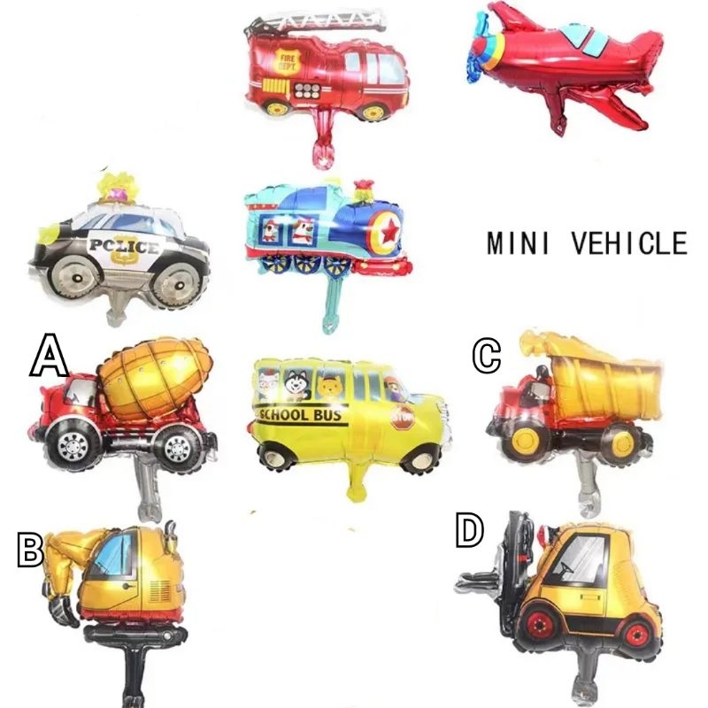 BALON FOIL KENDARAAN KECIL mobil pemadam firefighter pesawat plane helikopter polisi car police kere