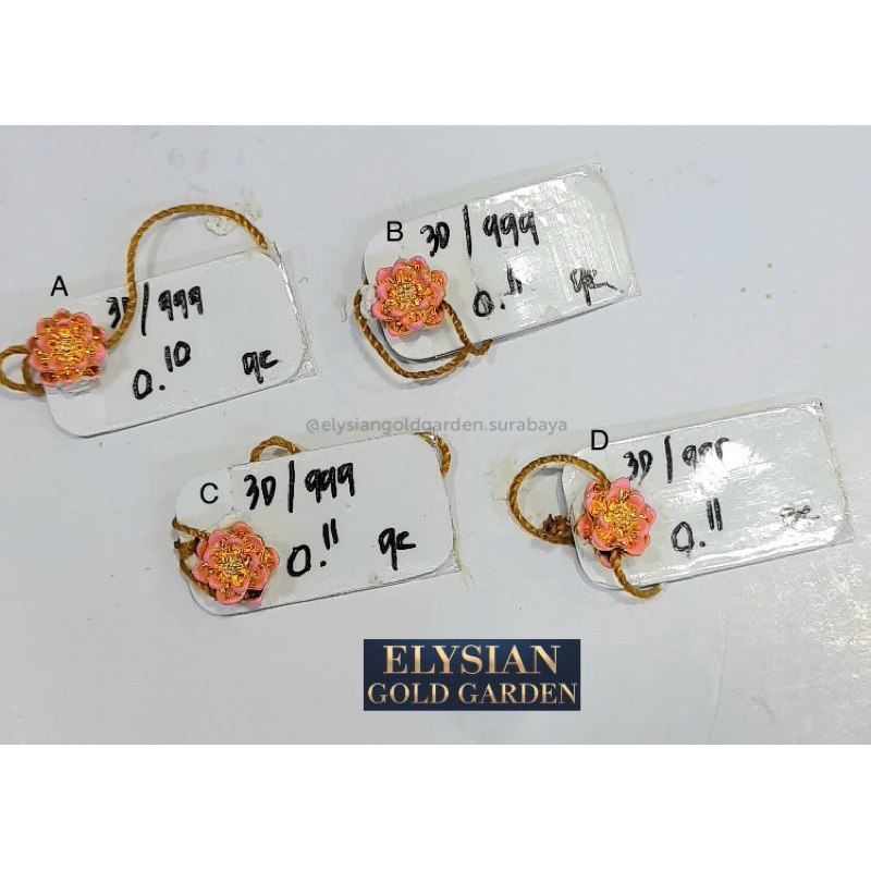 Charm Emas Bunga Teratai Gelang Tali