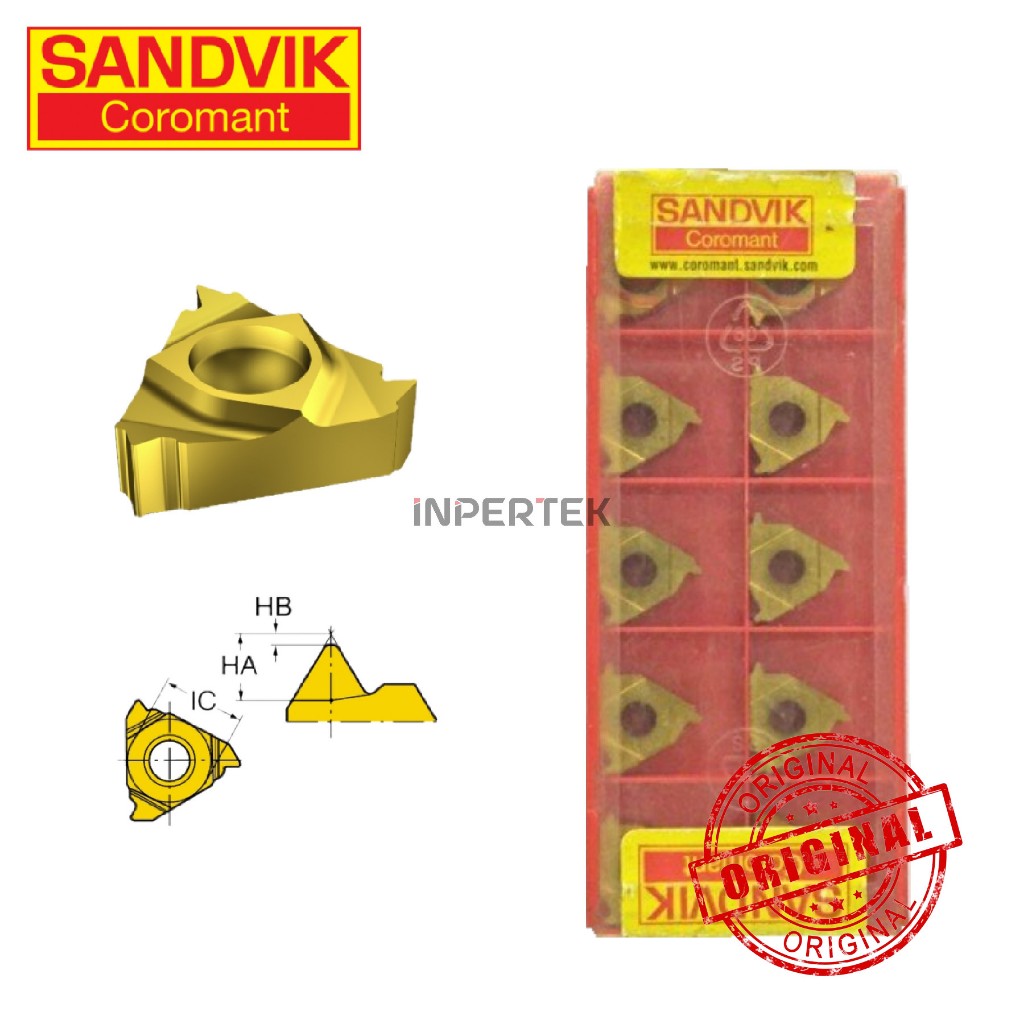 Insert R166.OL 16AC01F SANDVIK Pahat Bubut R166 OL16 AC01F Mata Ulir Dalam