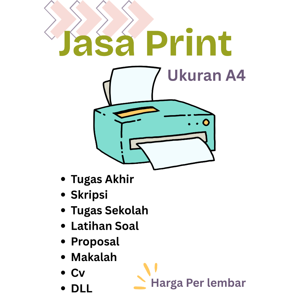 

Print A4 warna dan hitam putih / HVS 75 gsm