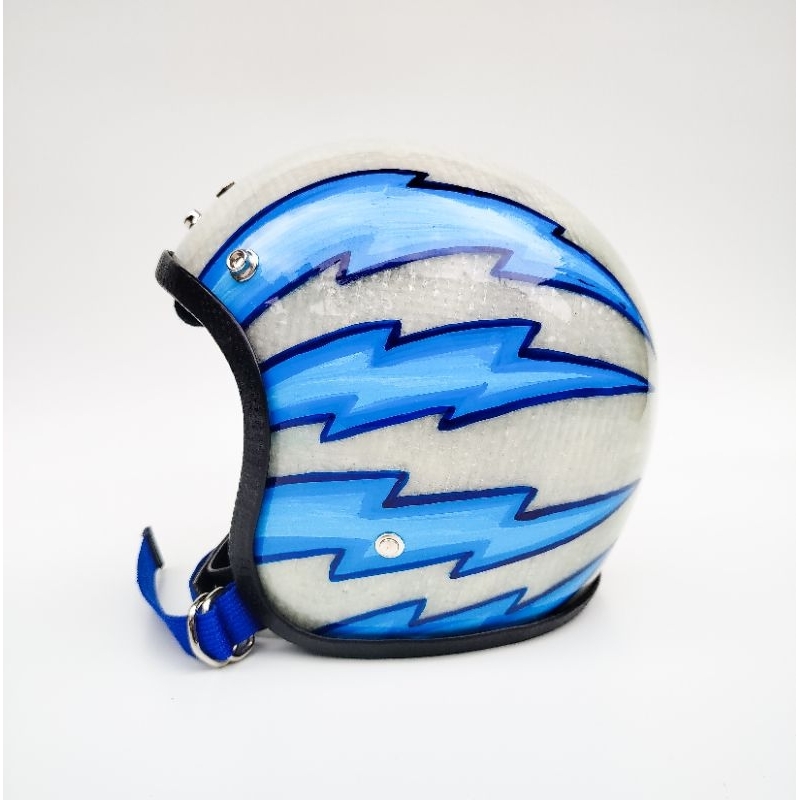 Slimhead Helmets 500Ttx RAW Custom Thunder Bolt. Helm Vespa, Helm Harley Davidson, Helm Choppers