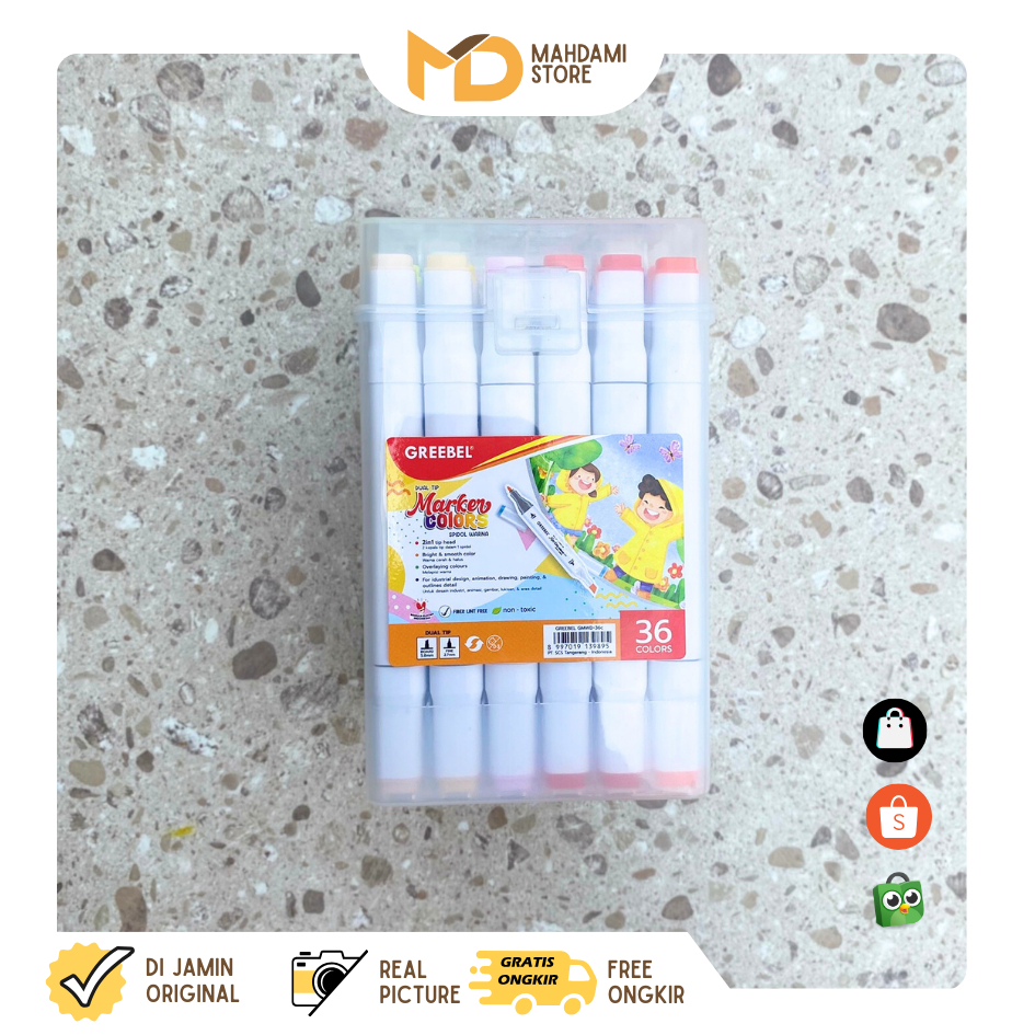 

GREEBEL - Water Marker Colours Dual Head Warna / Spidol Mewarnai / Water Based Marker / Spidol Set / Spidol Warna Warni