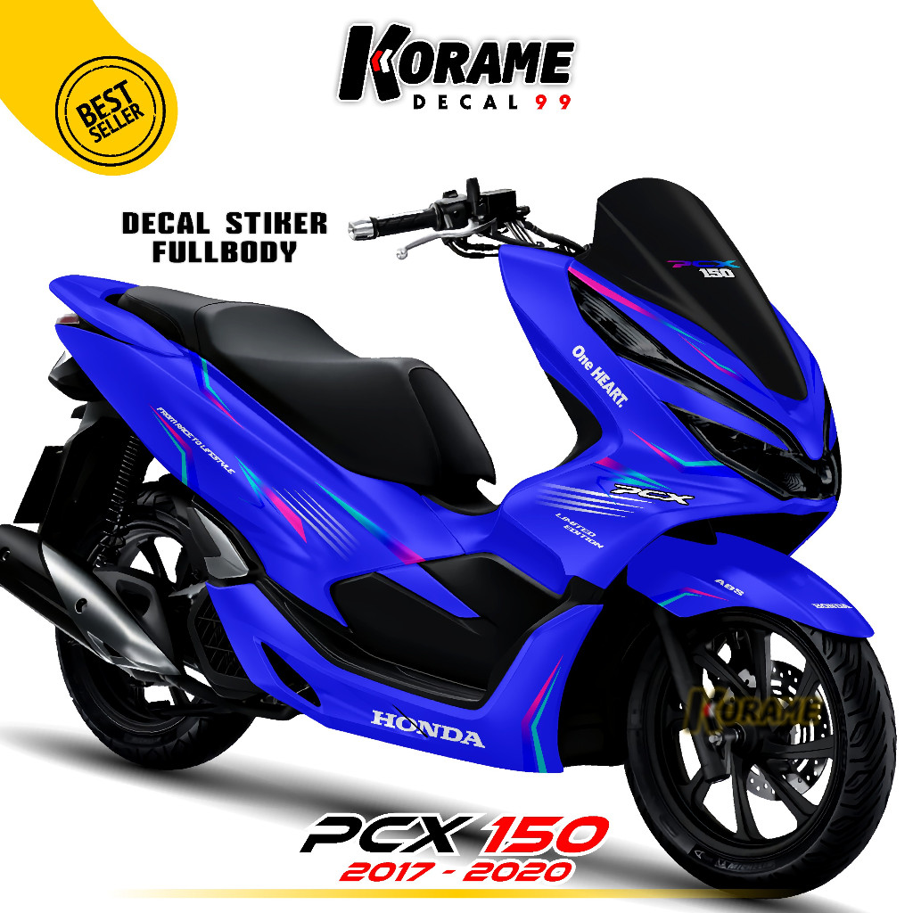Decal Stiker Fullbody PCX 150 Motif List Bunglon Warna Biru