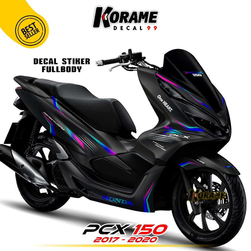 Decal PCX 150 - Motif List Bunglon Hitam Fullbody