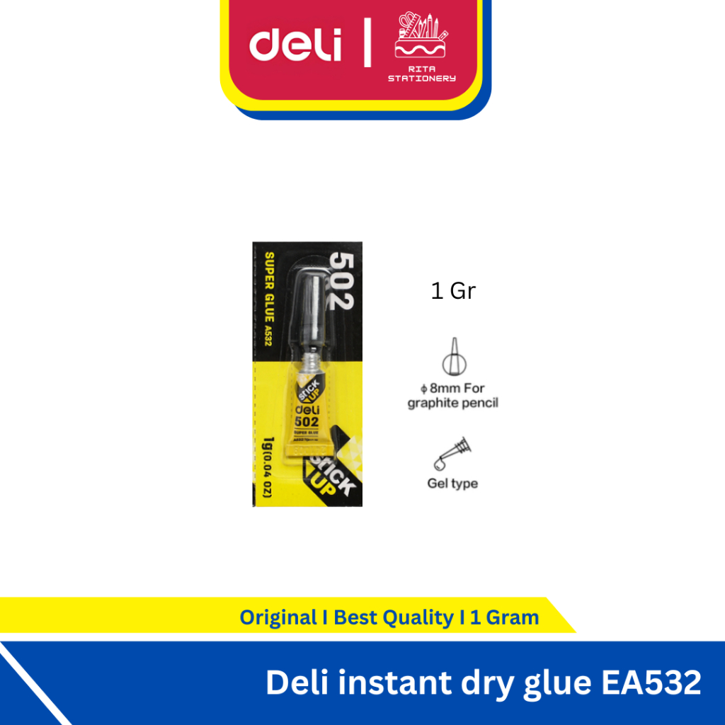 

Deli Super Glue Kecil 1 gram / Lem Sepatu / Lem Serba Guna Transparan - instant dry glue EA532