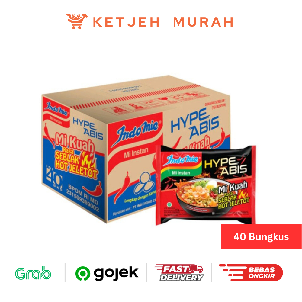 

Indomie Hype Abis Mie Kuah Rasa Seblak Hot Jeletot 1 Dus isi 40 Bungkus