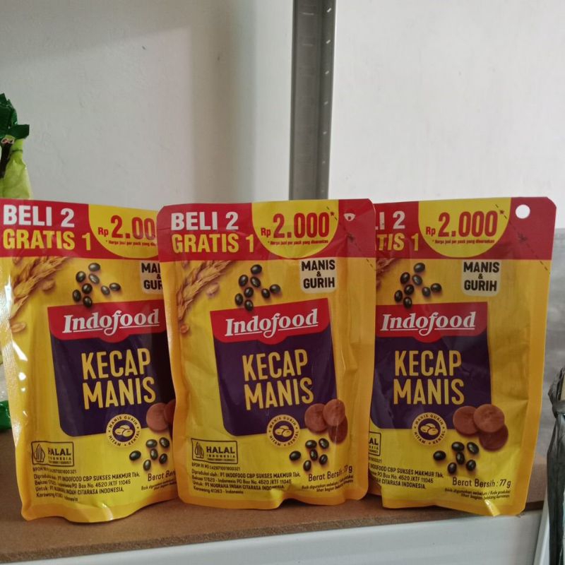 

Kecap manis Indofood 77gr paket isi 3