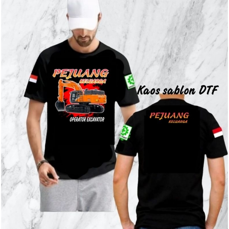 Baju kaos operator excavator hitachi pejuang keluarga