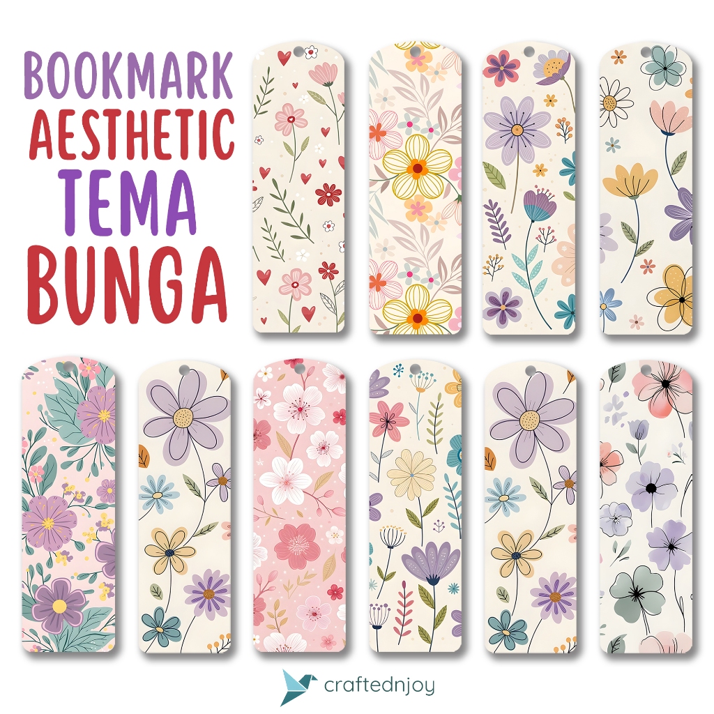 

Bookmark Pembatas Buku Aesthetic Tema Bunga