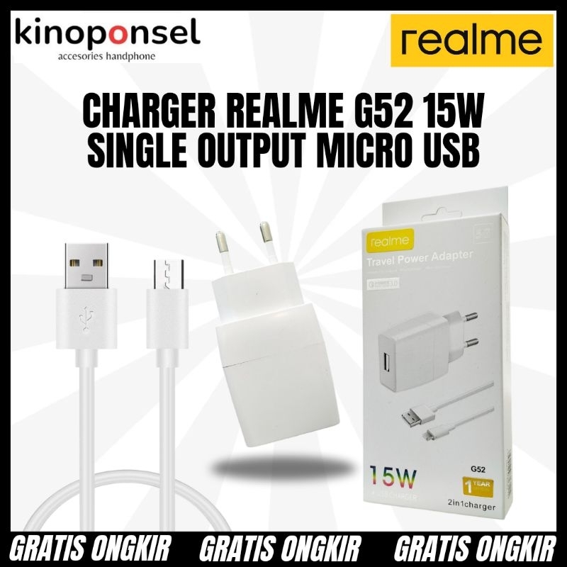 Charger Hp 1Set REALME G52 15W Single USB Port Micro USB | Travel Charger Original Micro USB Fast Ch