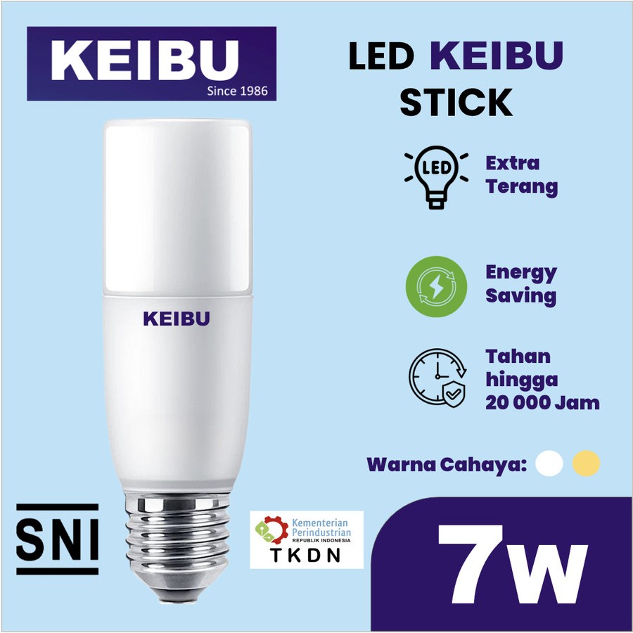 Lampu KEIBU Stick LED 7watt (7W) Cahaya Putih & Kuning. - Daylight,Warmwhite